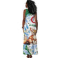 Afro Algeria Tank Maxi Dress Fennec Fox With Blue Isris Flower