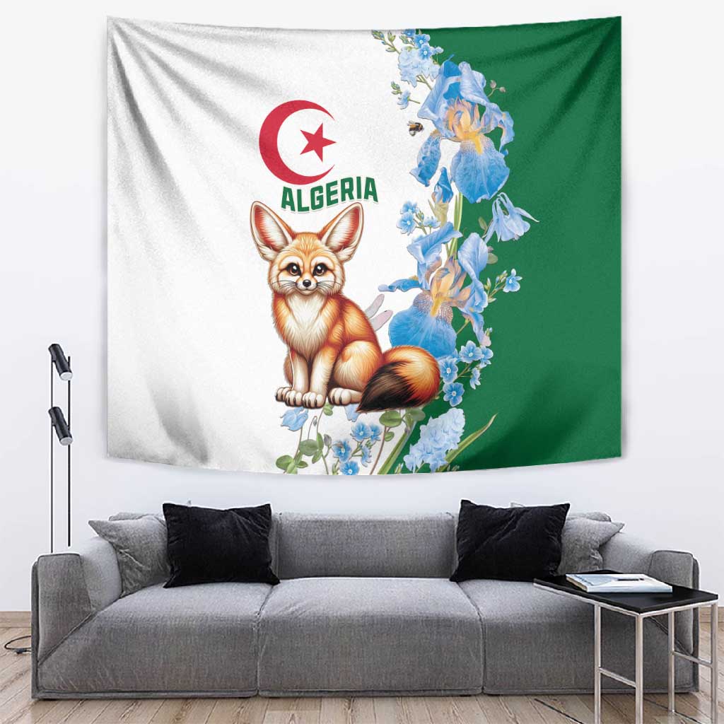 Afro Algeria Tapestry Fennec Fox With Blue Isris Flower