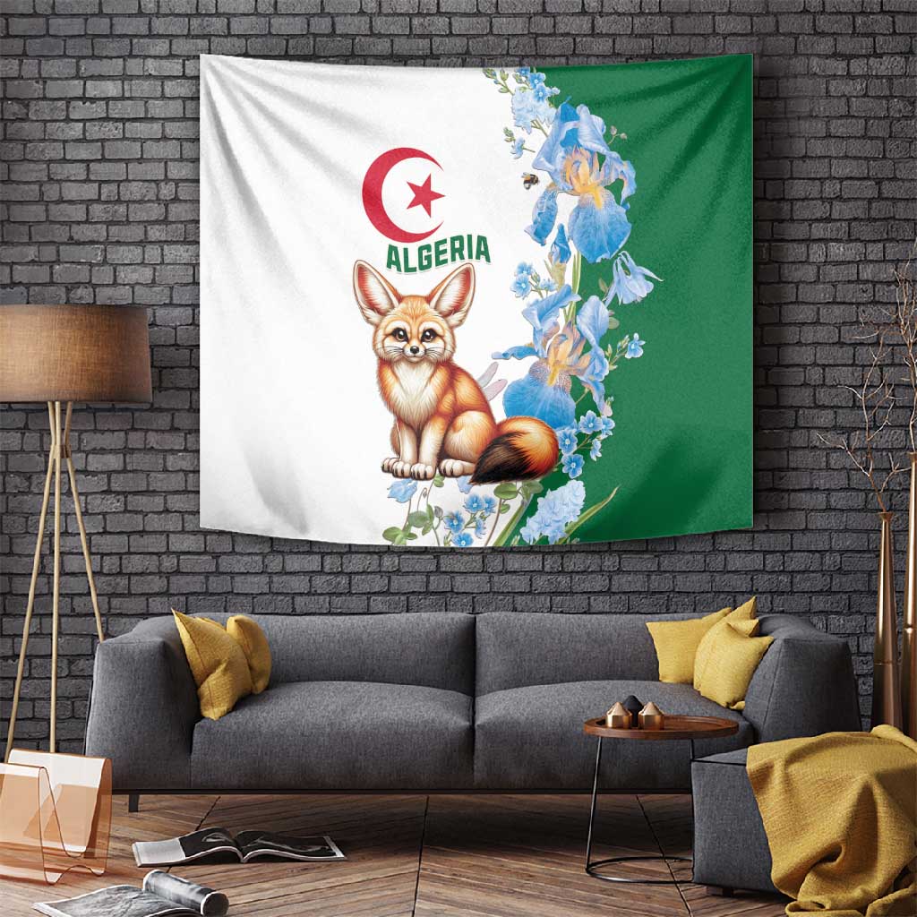 Afro Algeria Tapestry Fennec Fox With Blue Isris Flower