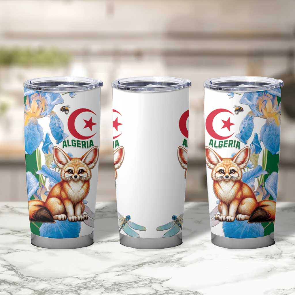 Afro Algeria Tumbler Cup Fennec Fox With Blue Isris Flower