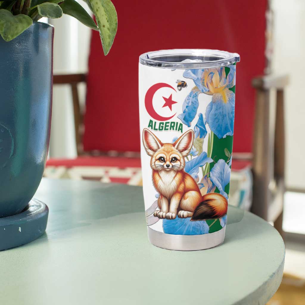 Afro Algeria Tumbler Cup Fennec Fox With Blue Isris Flower