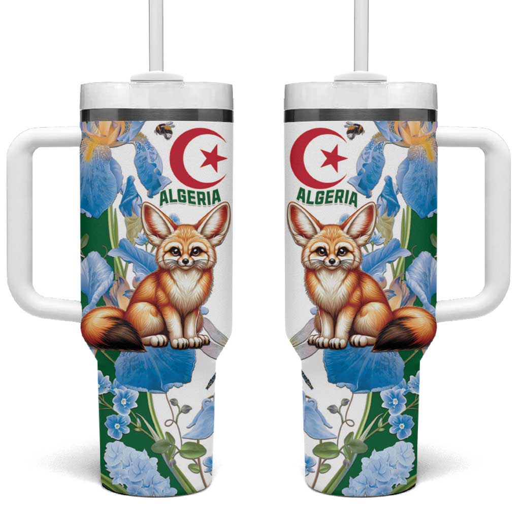 Afro Algeria Tumbler With Handle Fennec Fox With Blue Isris Flower