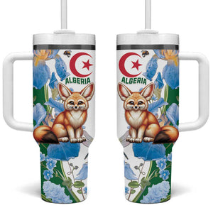 Afro Algeria Tumbler With Handle Fennec Fox With Blue Isris Flower
