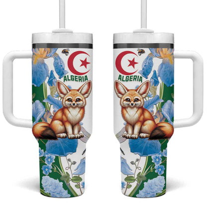 Afro Algeria Tumbler With Handle Fennec Fox With Blue Isris Flower