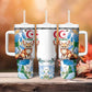 Afro Algeria Tumbler With Handle Fennec Fox With Blue Isris Flower