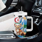 Afro Algeria Tumbler With Handle Fennec Fox With Blue Isris Flower