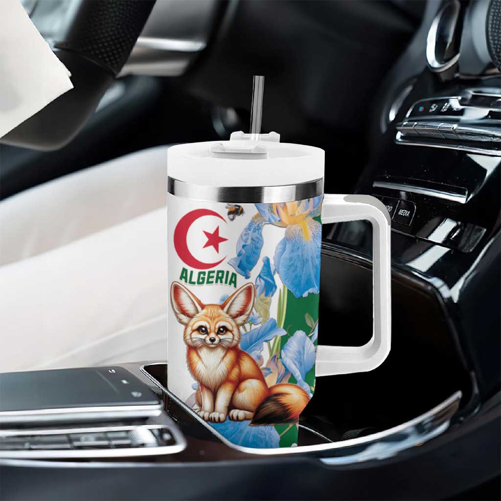 Afro Algeria Tumbler With Handle Fennec Fox With Blue Isris Flower