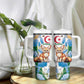 Afro Algeria Tumbler With Handle Fennec Fox With Blue Isris Flower