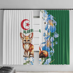 Afro Algeria Window Curtain Fennec Fox With Blue Isris Flower