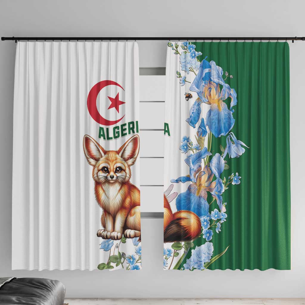 Afro Algeria Window Curtain Fennec Fox With Blue Isris Flower