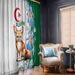 Afro Algeria Window Curtain Fennec Fox With Blue Isris Flower