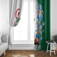 Afro Algeria Window Curtain Fennec Fox With Blue Isris Flower