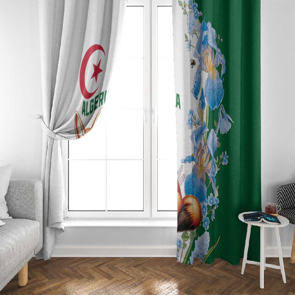 Afro Algeria Window Curtain Fennec Fox With Blue Isris Flower