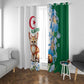Afro Algeria Window Curtain Fennec Fox With Blue Isris Flower