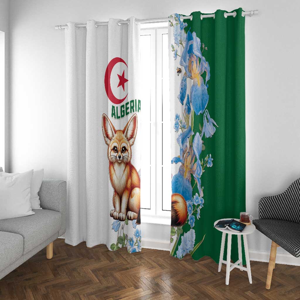 Afro Algeria Window Curtain Fennec Fox With Blue Isris Flower