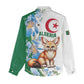 Afro Algeria Women Casual Shirt Fennec Fox With Blue Isris Flower