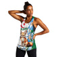 Afro Algeria Women Racerback Tank Fennec Fox With Blue Isris Flower