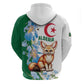 Afro Algeria Zip Hoodie Fennec Fox With Blue Isris Flower