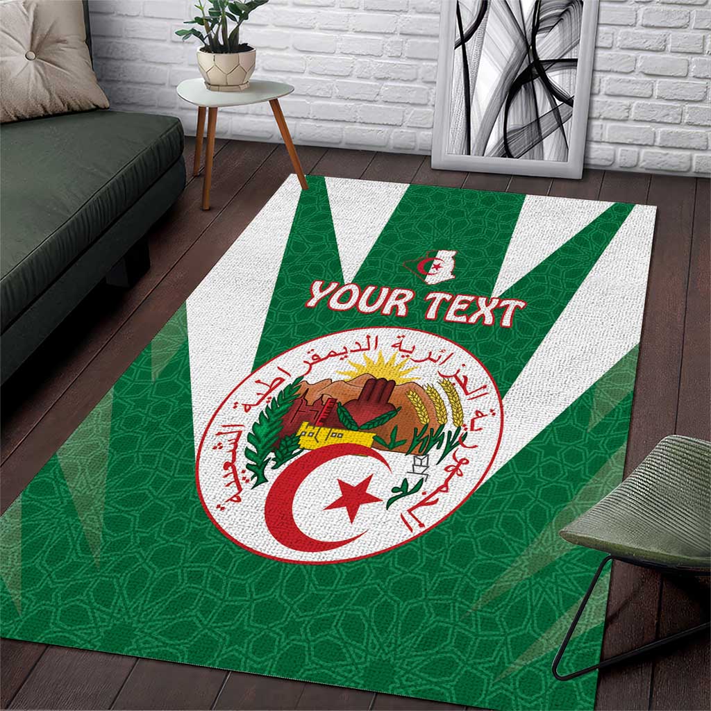 Personalised Afro Algeria Area Rug Coat Of Arms With Islamic Pattern