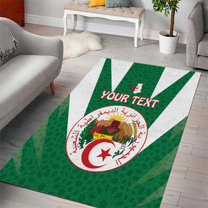 Personalised Afro Algeria Area Rug Coat Of Arms With Islamic Pattern