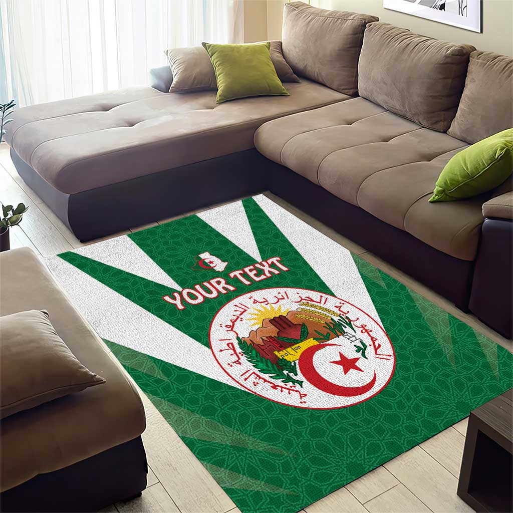Personalised Afro Algeria Area Rug Coat Of Arms With Islamic Pattern