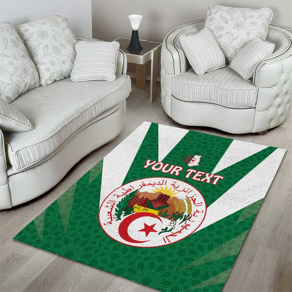 Personalised Afro Algeria Area Rug Coat Of Arms With Islamic Pattern