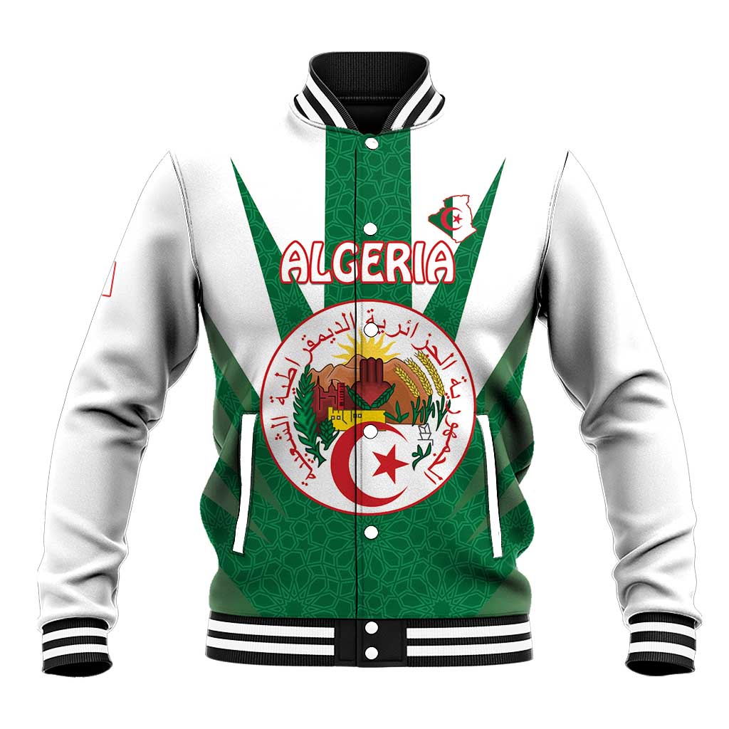 Personalised Afro Algeria Baseball Jacket Coat Of Arms With Islamic Pattern