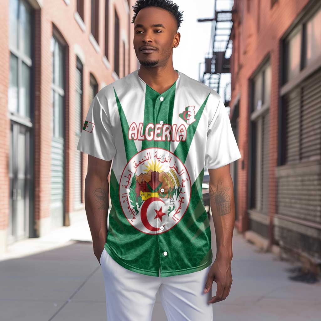Personalised Afro Algeria Baseball Jersey Coat Of Arms With Islamic Pattern