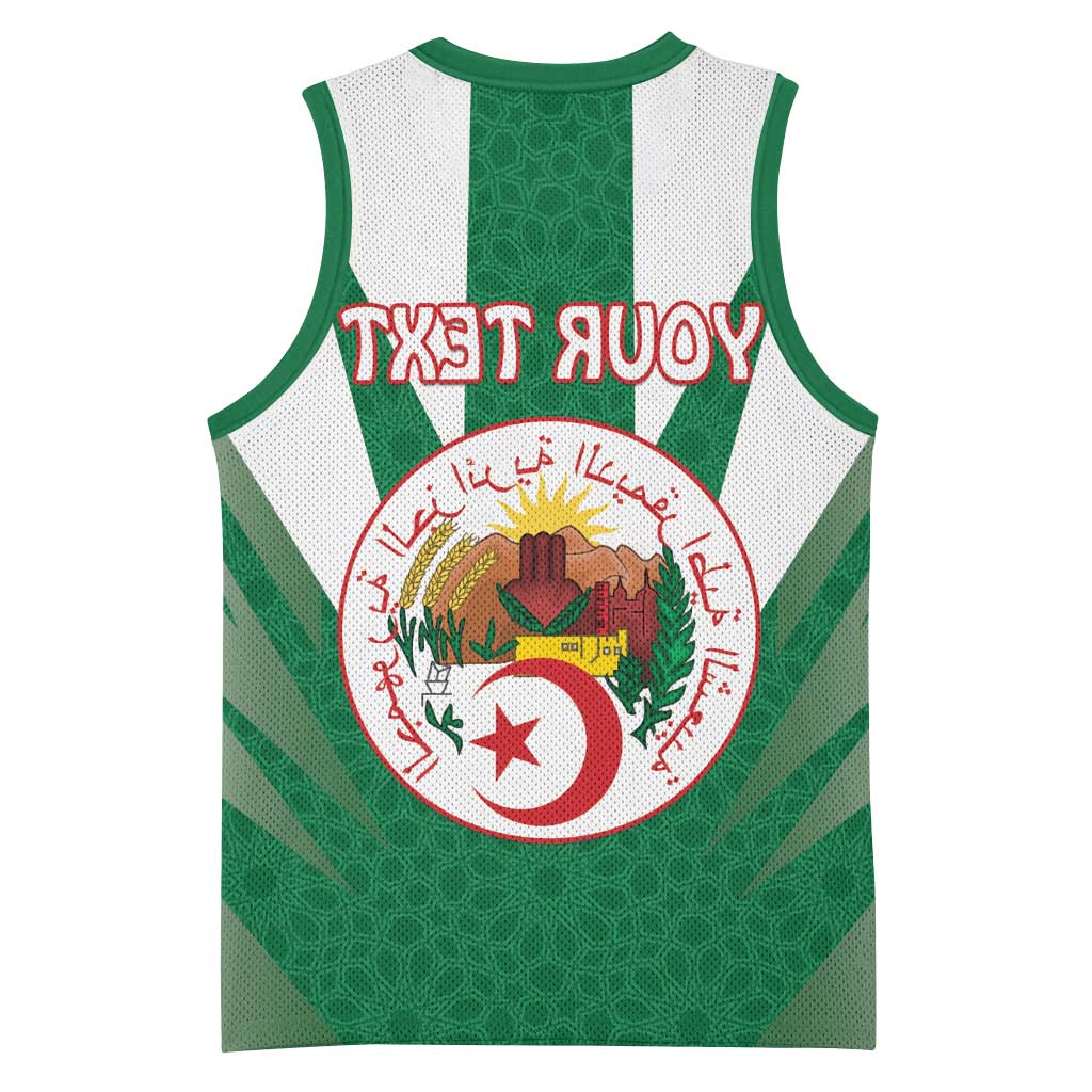 Personalised Afro Algeria Basketball Jersey Coat Of Arms With Islamic Pattern - African Pride