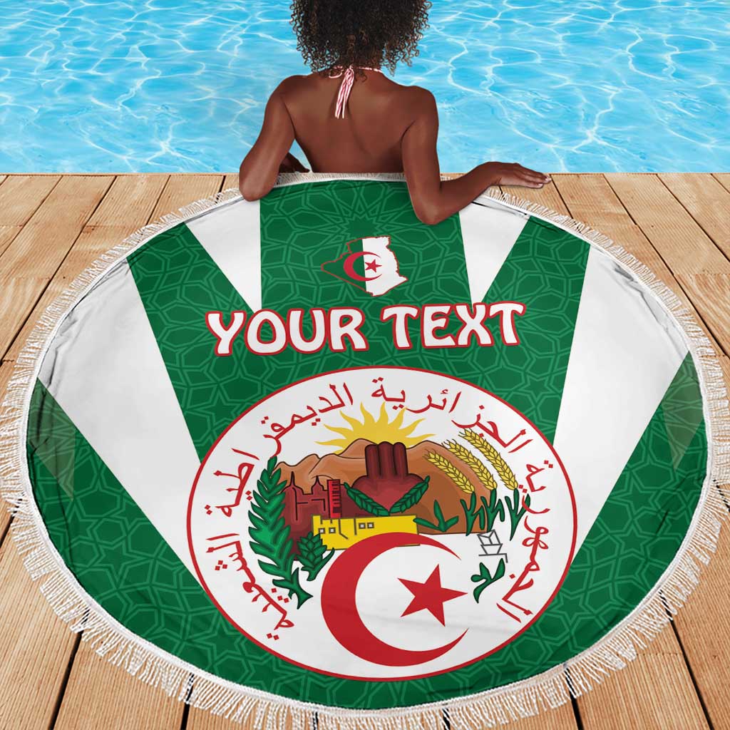 Personalised Afro Algeria Beach Blanket Coat Of Arms With Islamic Pattern
