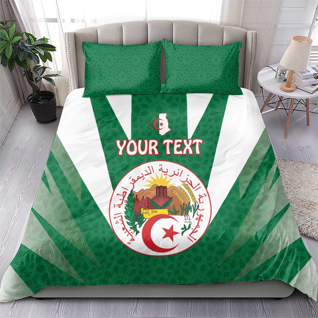 Personalised Afro Algeria Bedding Set Coat Of Arms With Islamic Pattern