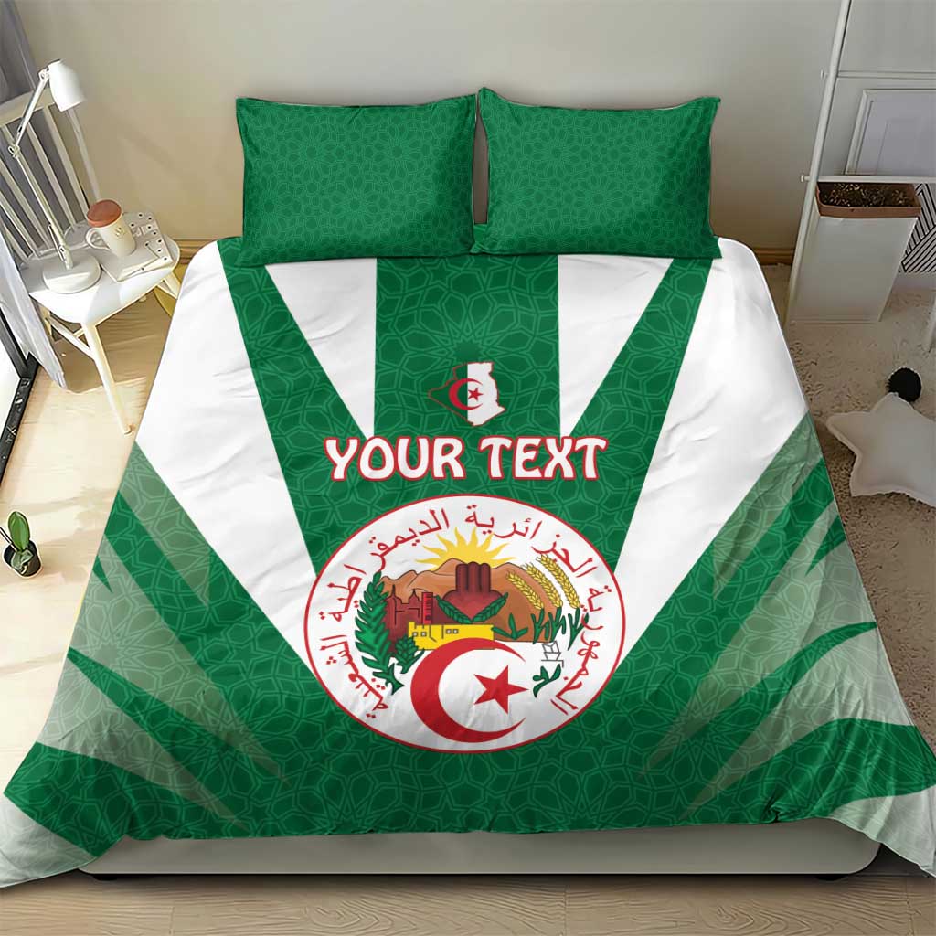 Personalised Afro Algeria Bedding Set Coat Of Arms With Islamic Pattern