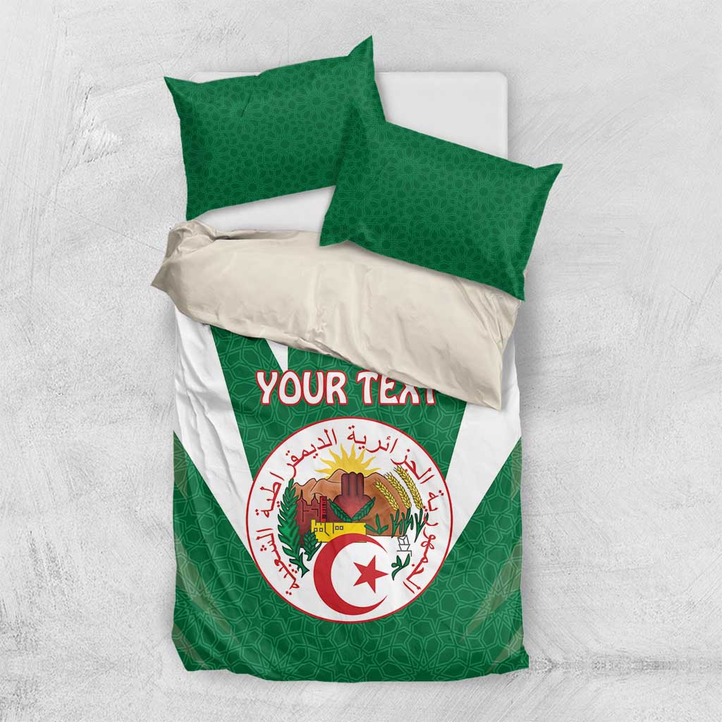 Personalised Afro Algeria Bedding Set Coat Of Arms With Islamic Pattern