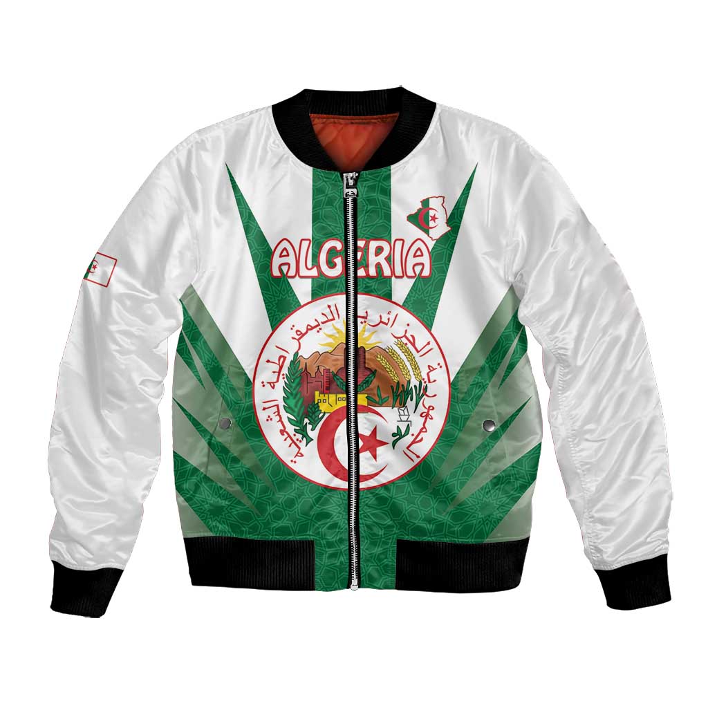 Personalised Afro Algeria Bomber Jacket Coat Of Arms With Islamic Pattern