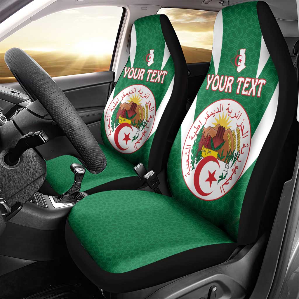 Personalised Afro Algeria Car Seat Cover Coat Of Arms With Islamic Pattern