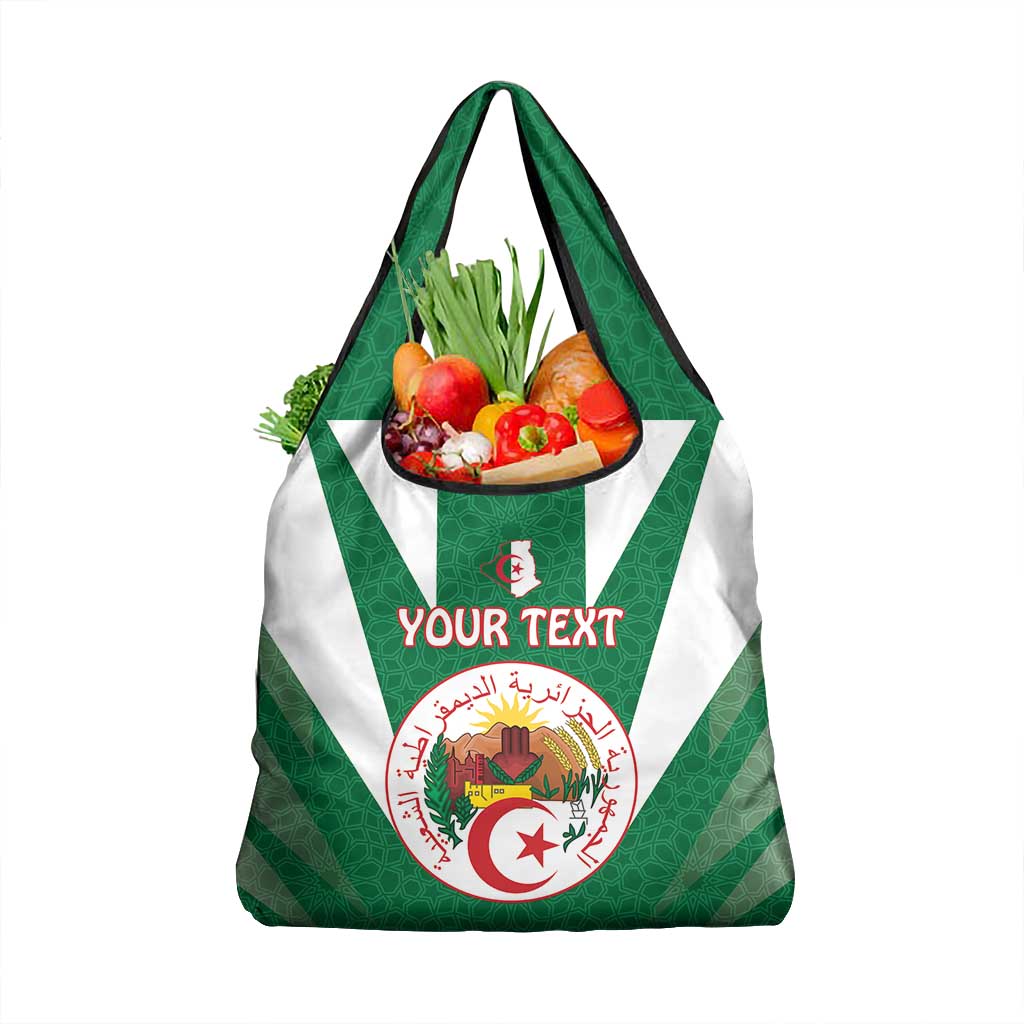 Personalised Afro Algeria Grocery Bag Coat Of Arms With Islamic Pattern