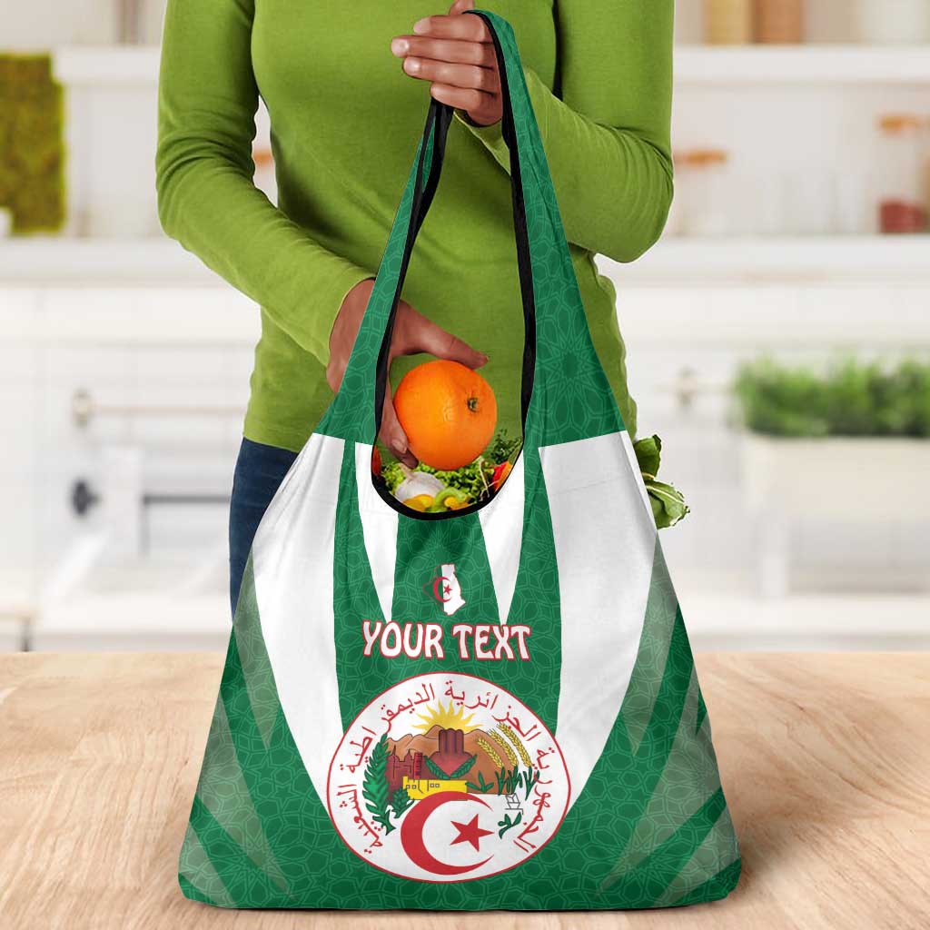 Personalised Afro Algeria Grocery Bag Coat Of Arms With Islamic Pattern