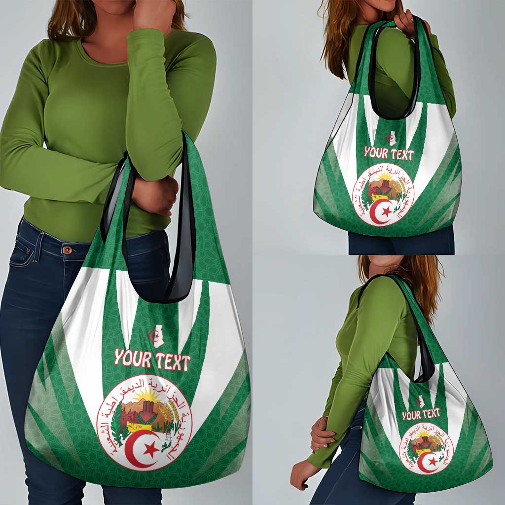 Personalised Afro Algeria Grocery Bag Coat Of Arms With Islamic Pattern