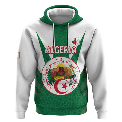 Personalised Afro Algeria Hoodie Coat Of Arms With Islamic Pattern