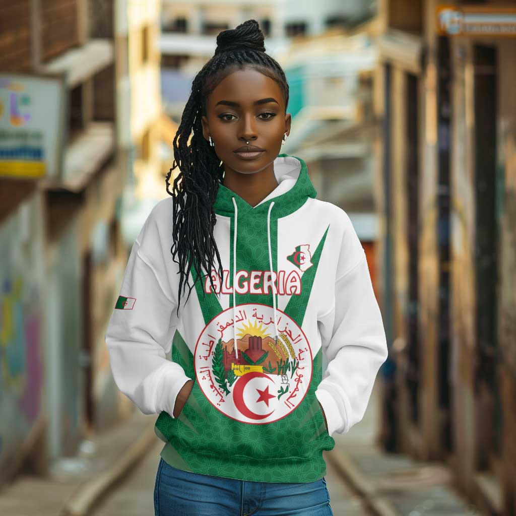 Personalised Afro Algeria Hoodie Coat Of Arms With Islamic Pattern