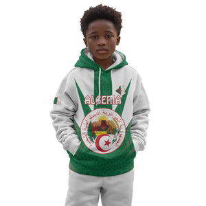 Personalised Afro Algeria Kid Hoodie Coat Of Arms With Islamic Pattern