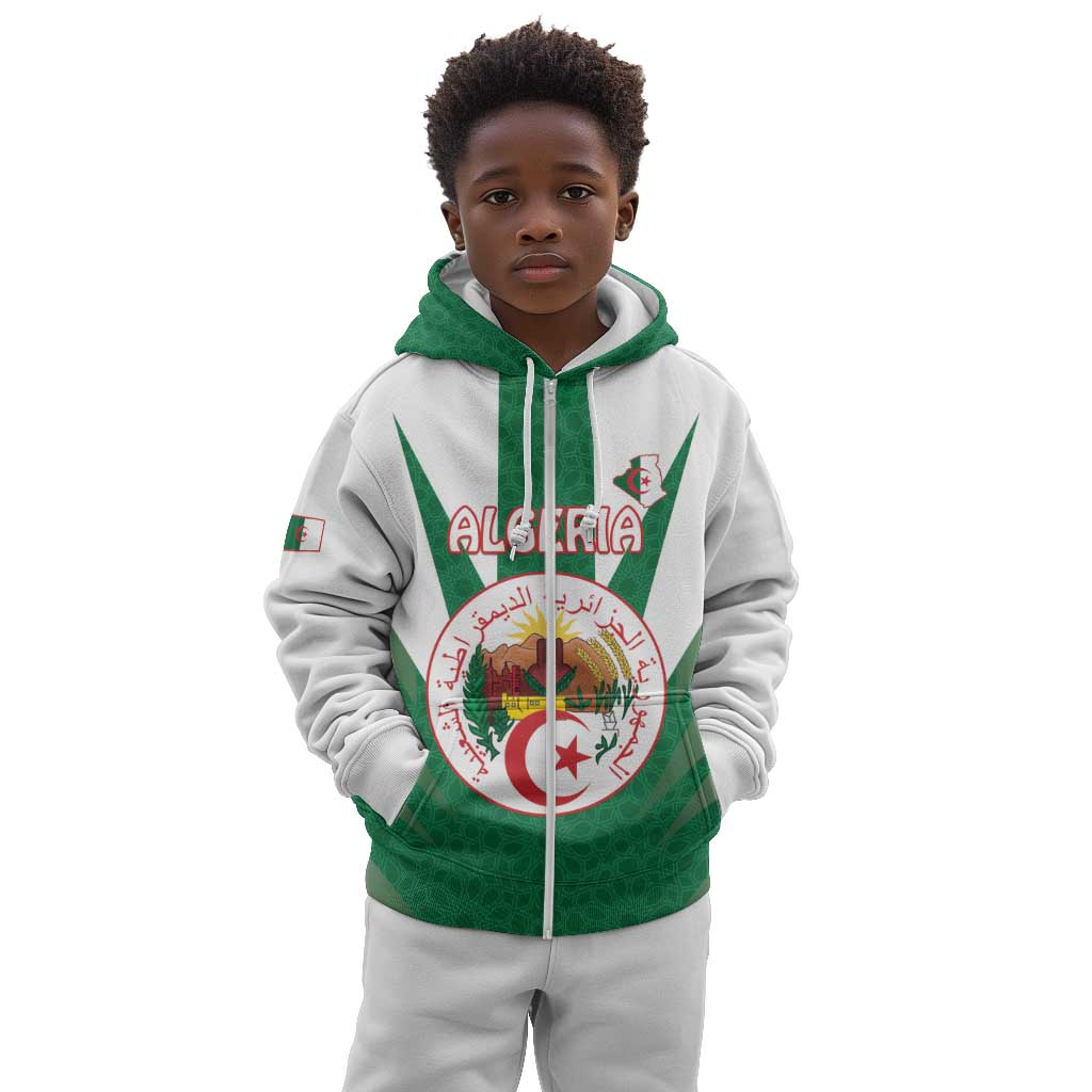 Personalised Afro Algeria Kid Hoodie Coat Of Arms With Islamic Pattern