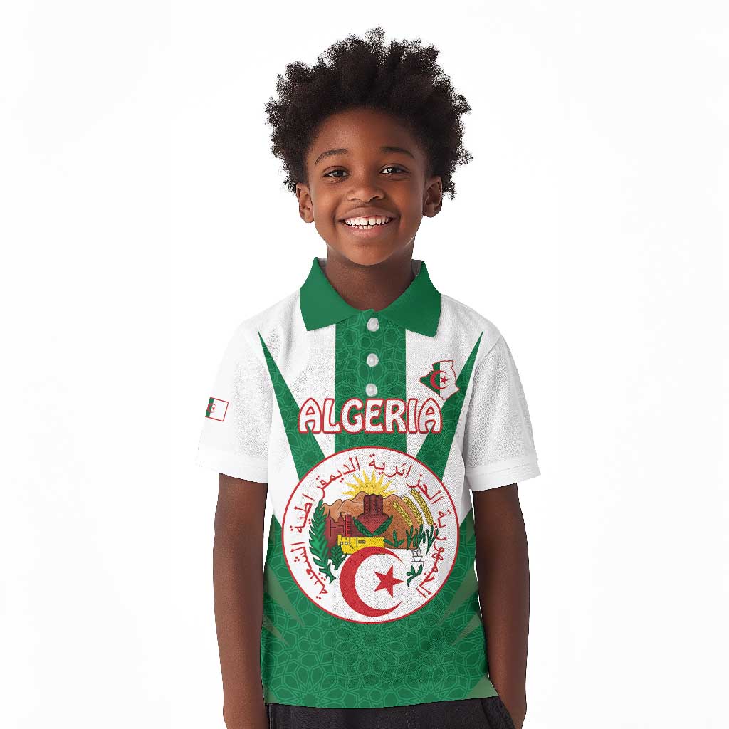 Personalised Afro Algeria Kid Polo Shirt Coat Of Arms With Islamic Pattern