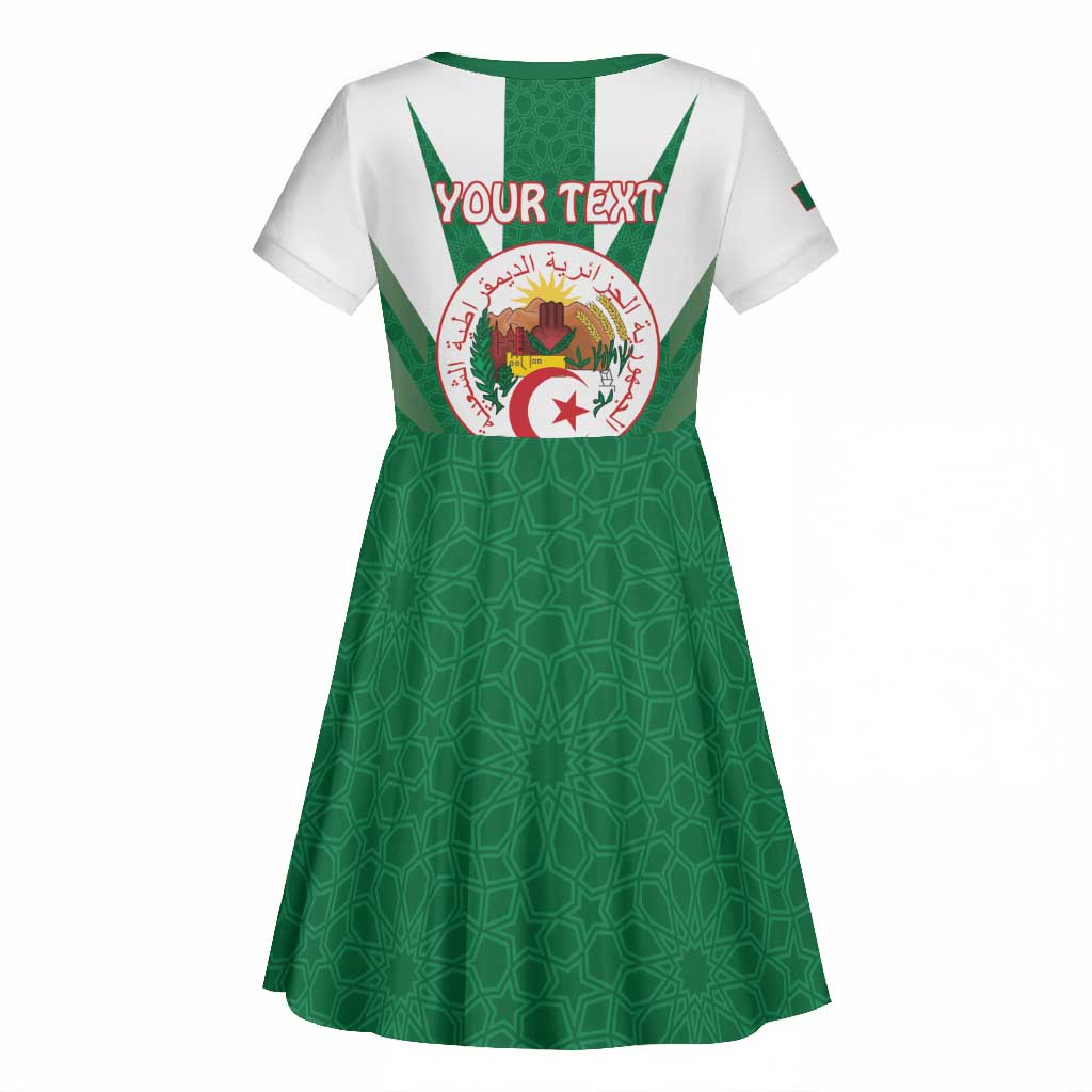 Personalised Afro Algeria Kid Short Sleeve Dress Coat Of Arms With Islamic Pattern