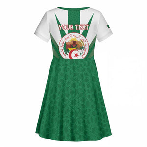 Personalised Afro Algeria Kid Short Sleeve Dress Coat Of Arms With Islamic Pattern