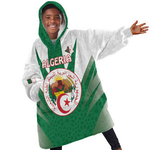 Personalised Afro Algeria Kid Wearable Blanket Hoodie Coat Of Arms With Islamic Pattern
