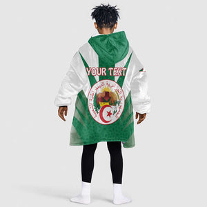 Personalised Afro Algeria Kid Wearable Blanket Hoodie Coat Of Arms With Islamic Pattern