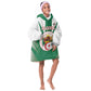 Personalised Afro Algeria Kid Wearable Blanket Hoodie Coat Of Arms With Islamic Pattern