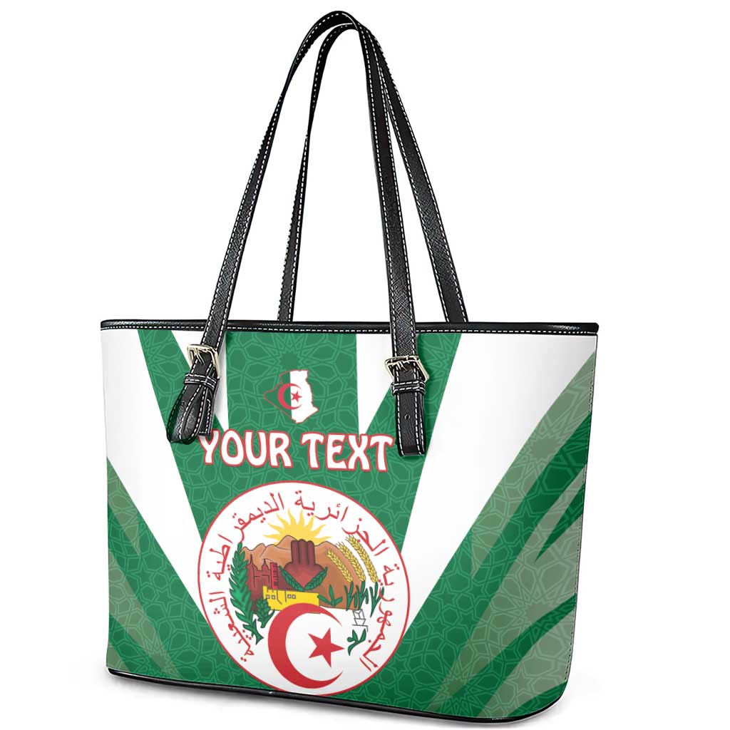 Personalised Afro Algeria Leather Tote Bag Coat Of Arms With Islamic Pattern