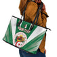 Personalised Afro Algeria Leather Tote Bag Coat Of Arms With Islamic Pattern